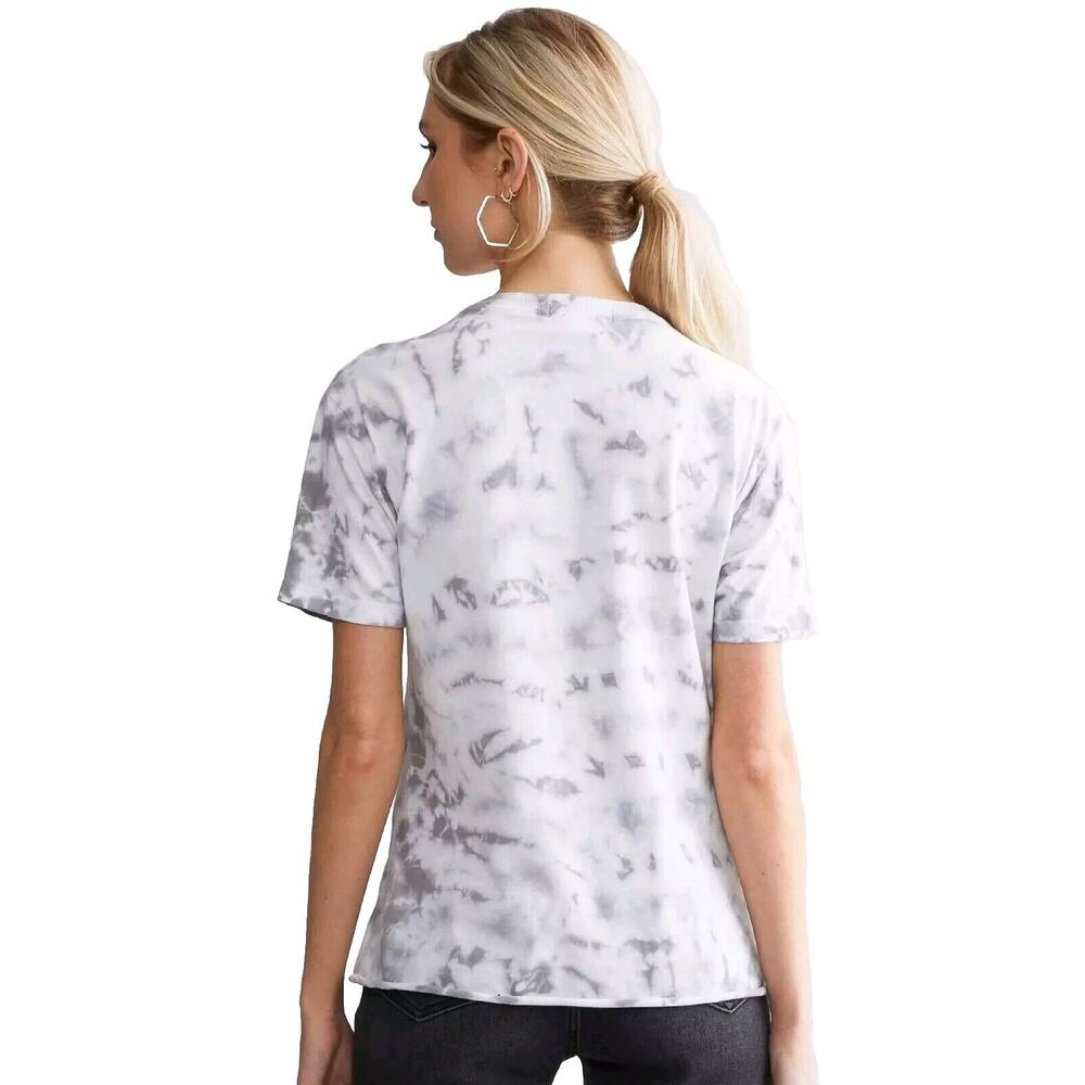Affliction Black Label White Tie Dye Graphic Tee Short Sleeve Women's T-shirt L - Picture 2 of 6